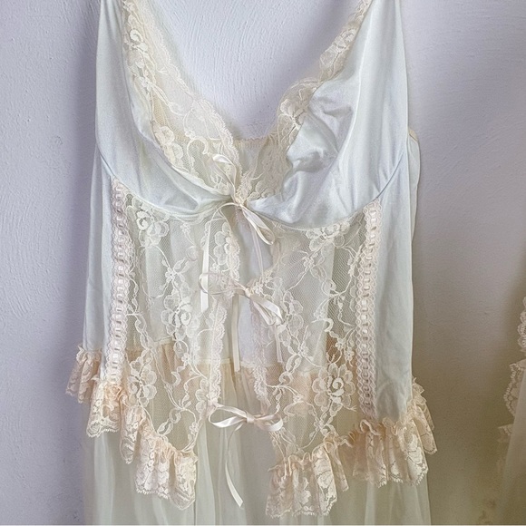 Vintage Ethereal Victorian Chiffon Bridal Wedding Peignoir Nightgown Robe Set 2X - Picture 4 of 17